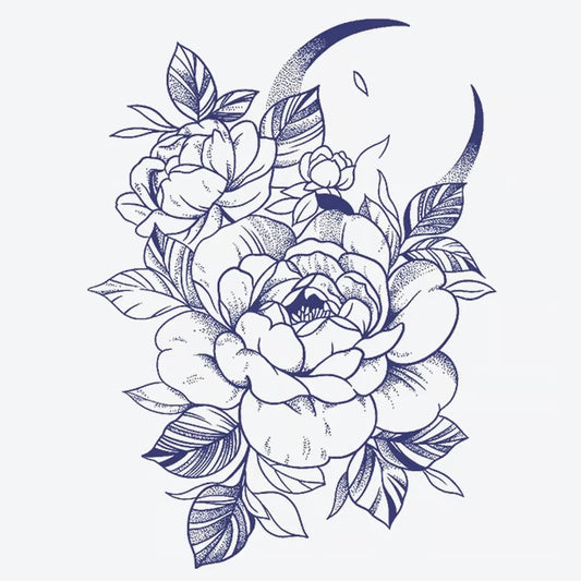 Floral Moon Tattoo