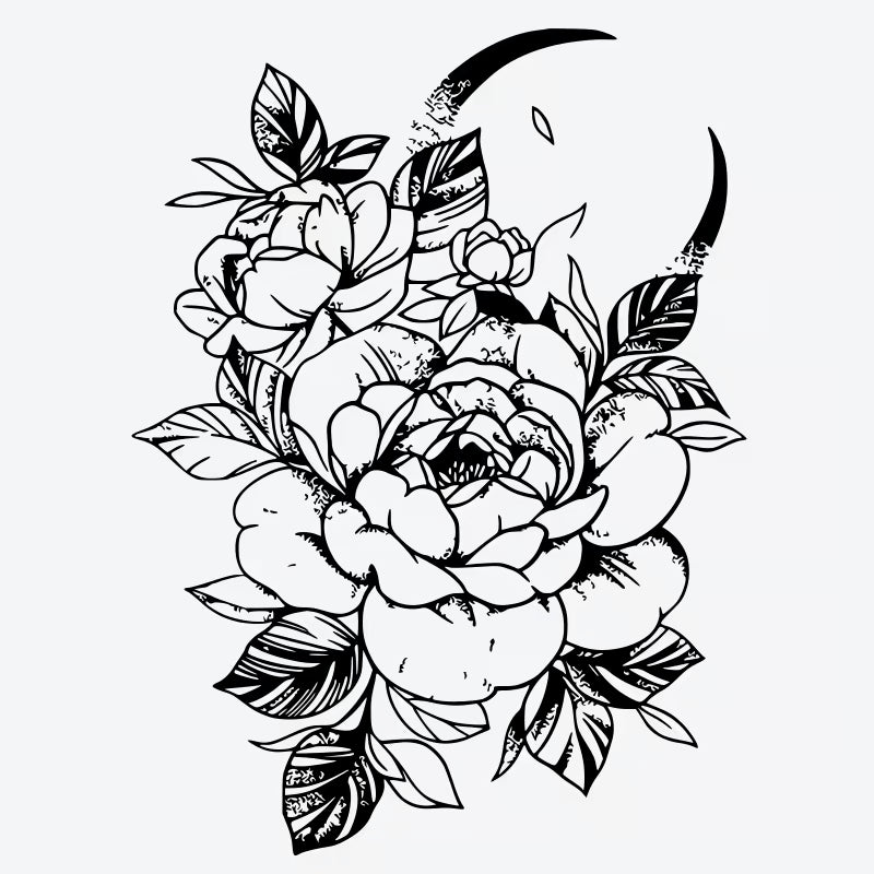 Floral Moon Tattoo