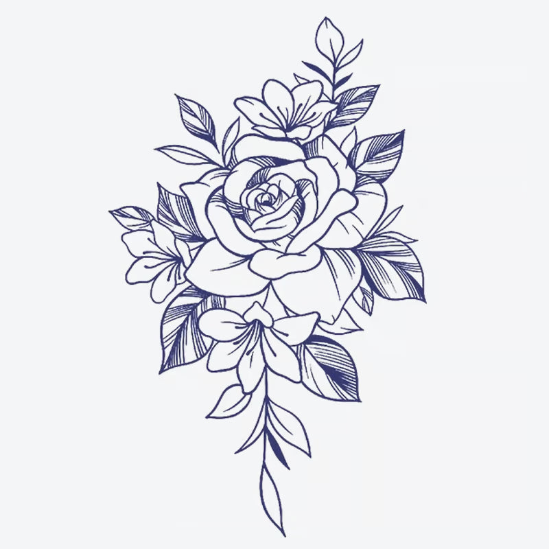 Rose And Flower Bouquet Tattoo