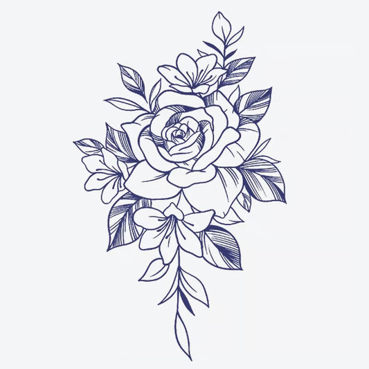 Rose And Flower Bouquet Tattoo