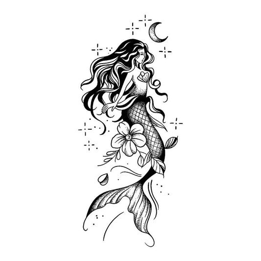 Mermaid Flower Moon Tattoo