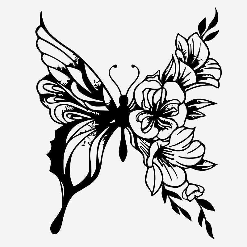 Butterfly Floral Design Tattoo