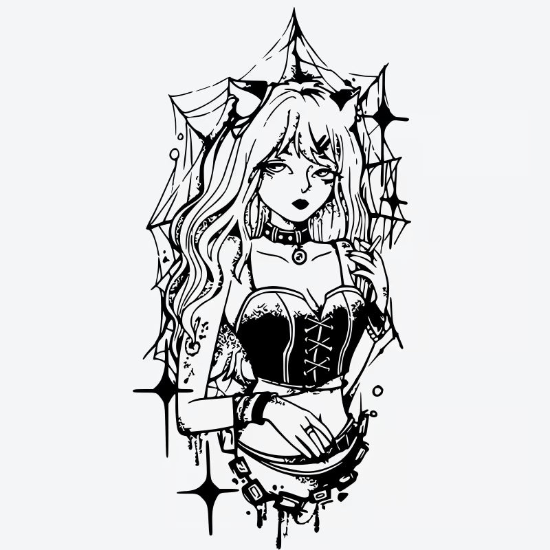 Gothic Girl Web Tattoo