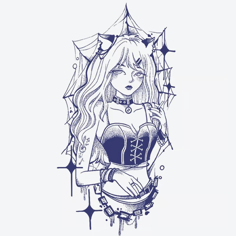 Gothic Girl Web Tattoo