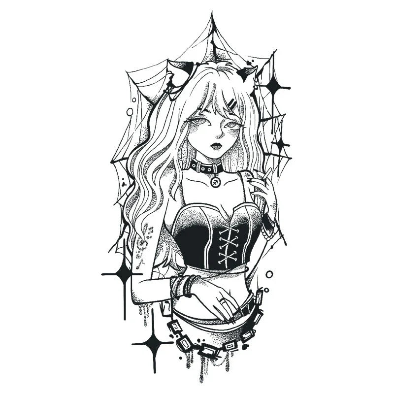 Gothic Girl Web Tattoo