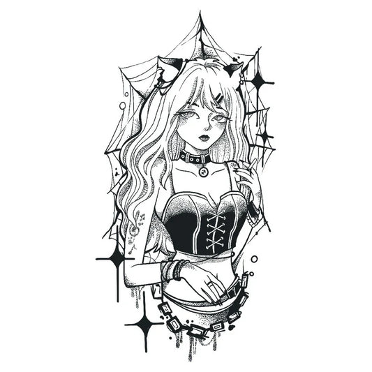 Gothic Girl Web Tattoo