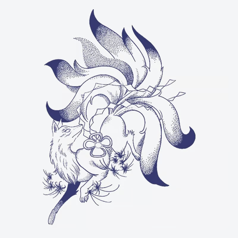 Fox Flower Tattoo