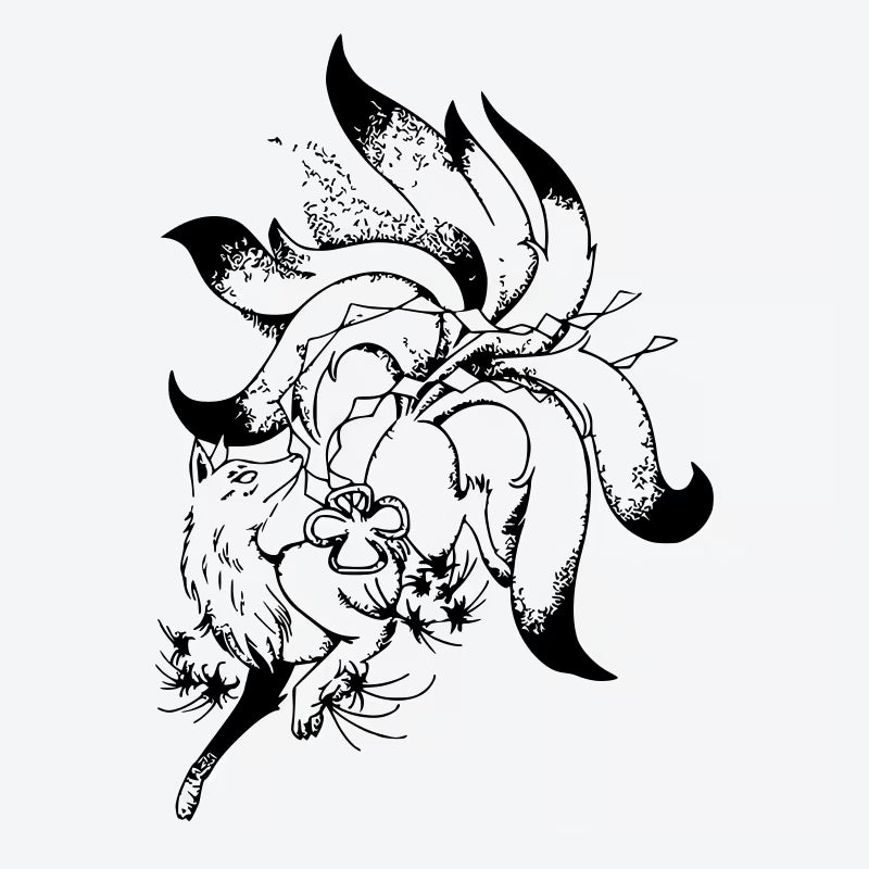 Fox Flower Tattoo