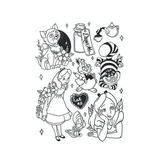 Alice Wonderland Characters Tattoo