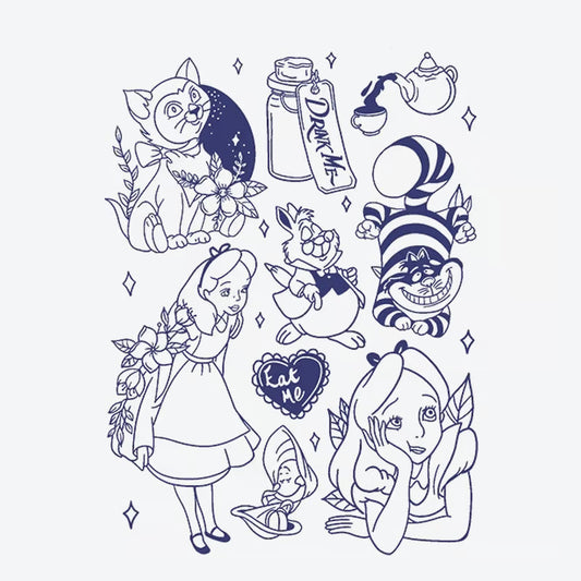 Alice Wonderland Characters Tattoo