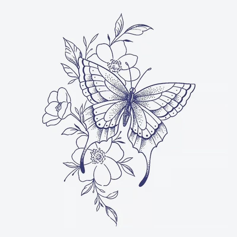 Butterfly Floral Tattoo