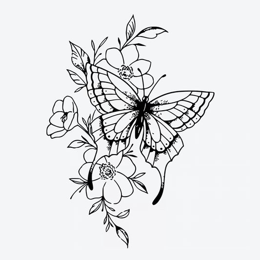 Butterfly Floral Tattoo