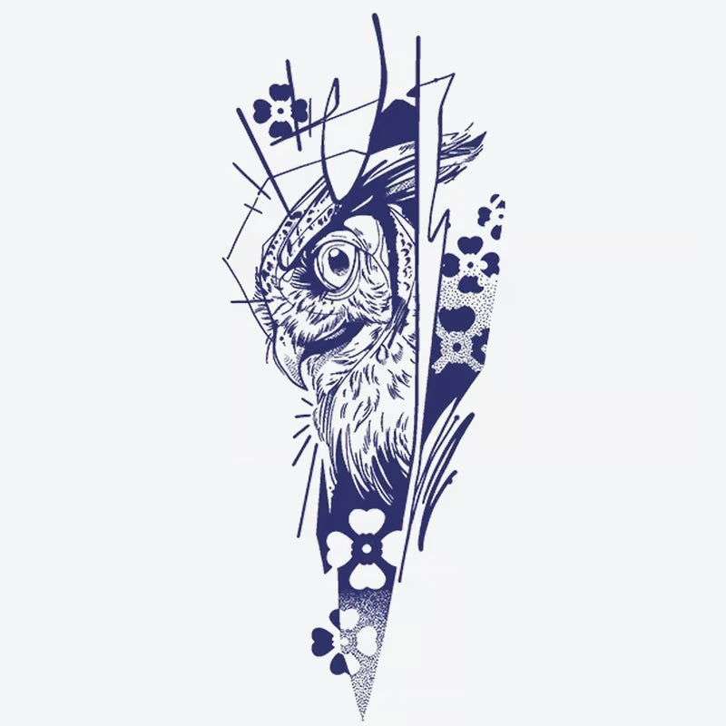 Owl Flower Tattoo