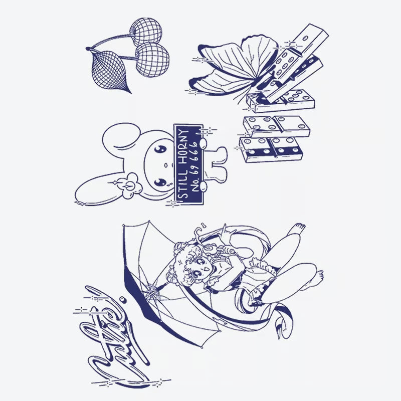 Cherry Bunny Dominoes Tattoo