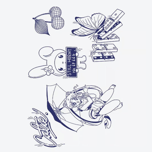 Cherry Bunny Dominoes Tattoo