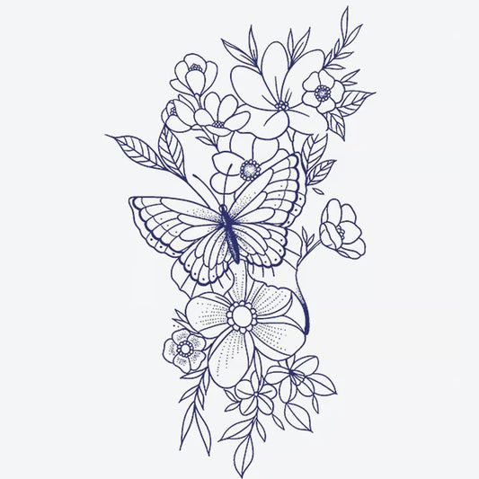 Butterfly Flower Garden Tattoo