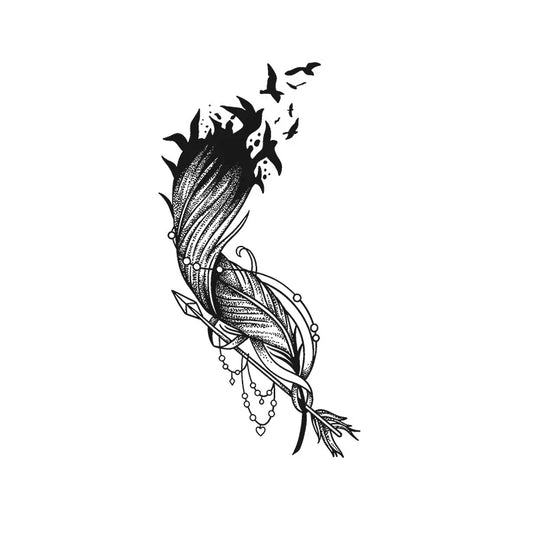 Feather Bird Flames Tattoo