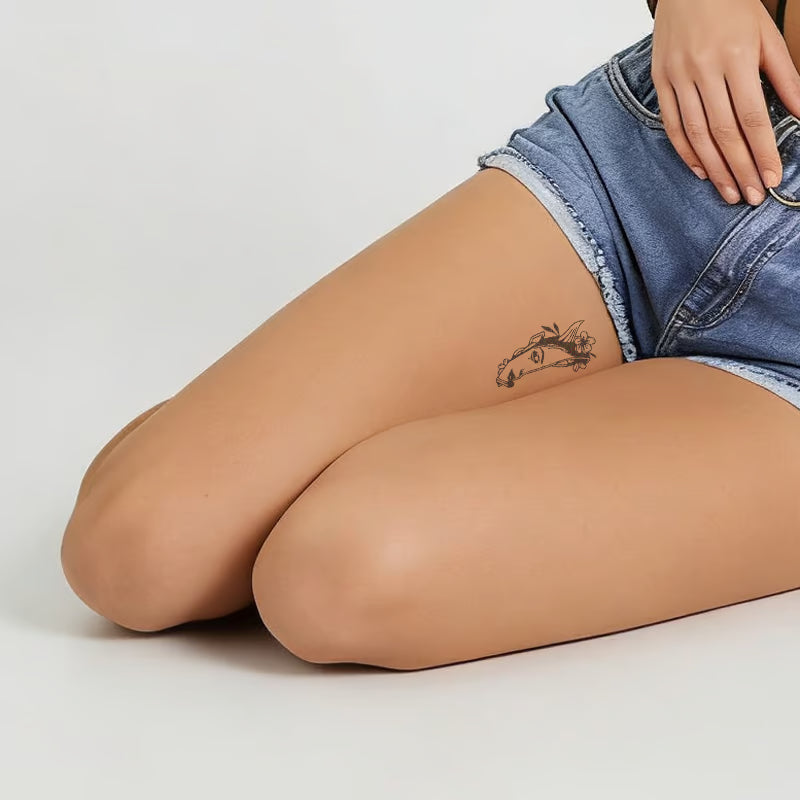 Floral Face Outline Tattoo