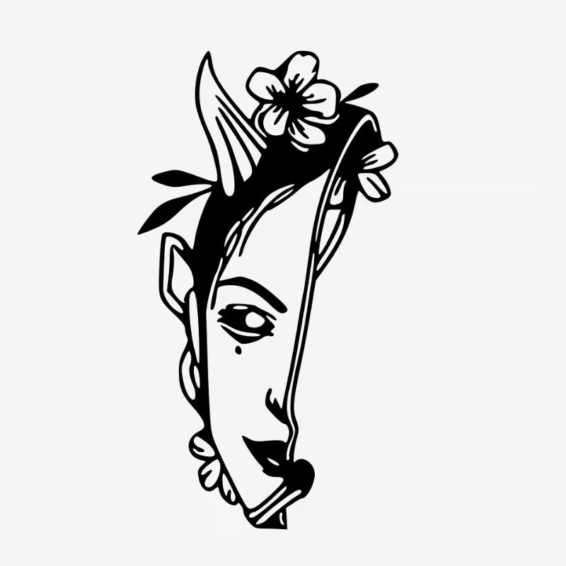 Floral Face Outline Tattoo