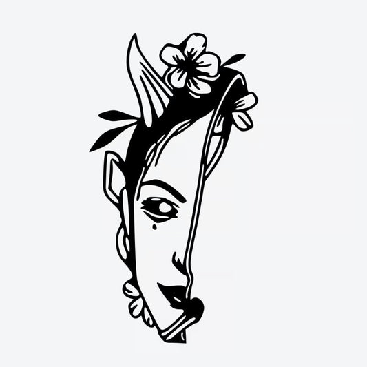 Floral Face Outline Tattoo