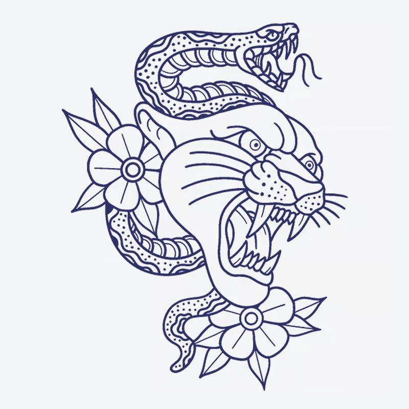 Tiger Snake Floral Tattoo