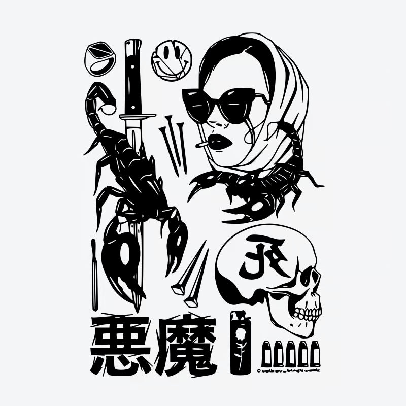 Scorpion Girl Skull Tattoo