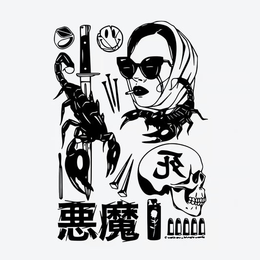 Scorpion Girl Skull Tattoo