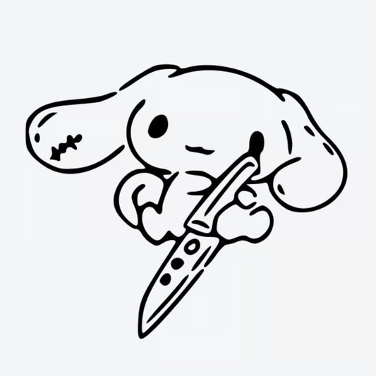 Cute Bunny With Knife Tattoo