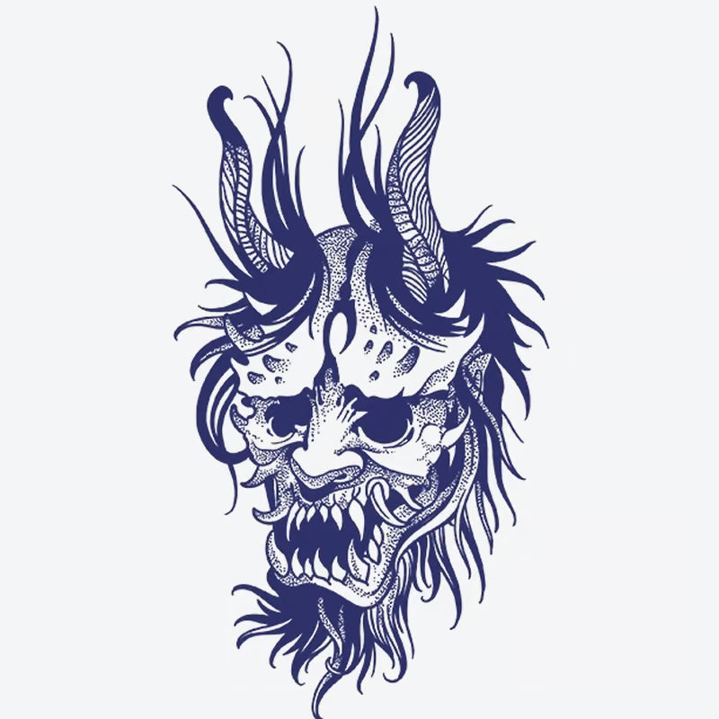 Demonic Skull Horns Tattoo