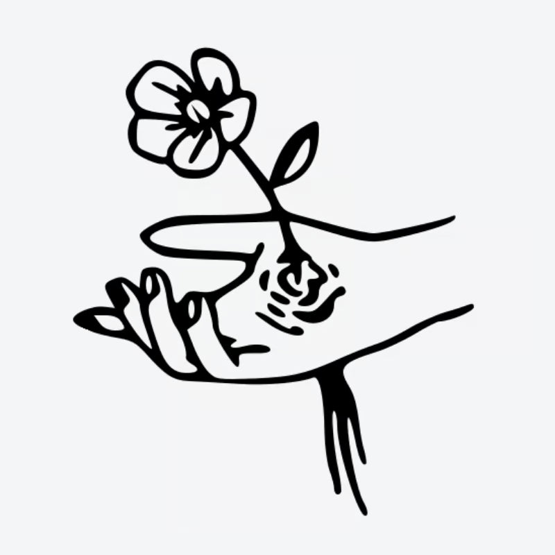 Floral Hand Gesture Tattoo
