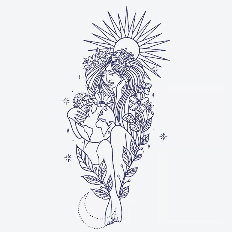 Earth Goddess Floral Tattoo