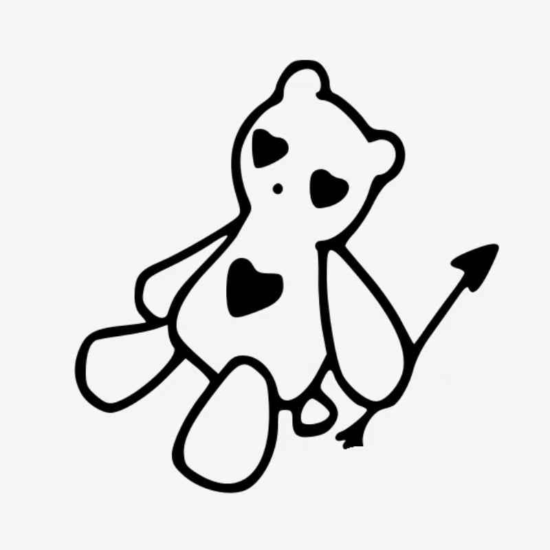 Heart-Shaped Devil Bear Tattoo