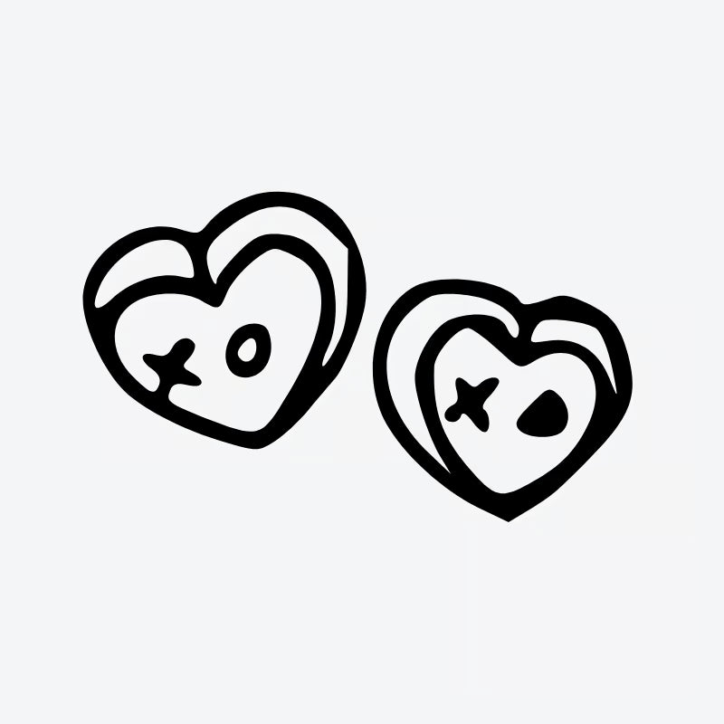 Cute Skull Hearts Tattoo