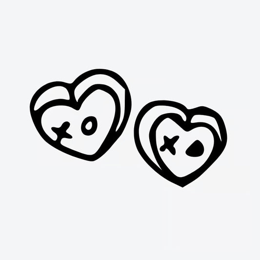 Cute Skull Hearts Tattoo