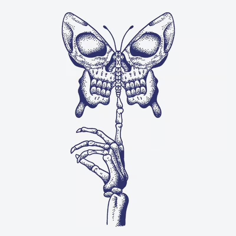 Skeleton Butterfly Hand Tattoo
