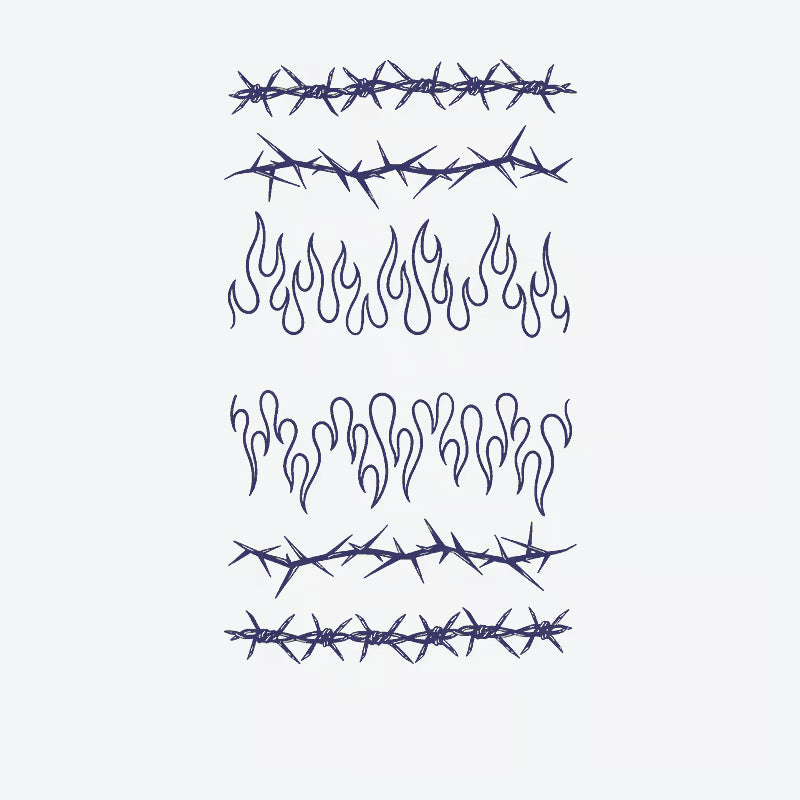 Barbed Wire Flame Series Tattoo