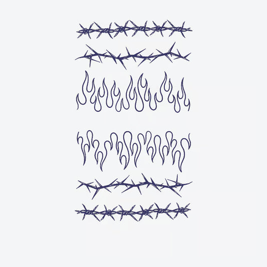 Barbed Wire Flame Series Tattoo