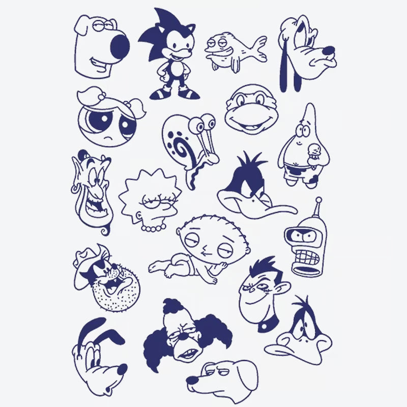 Cartoon Character Mashup Tattoo