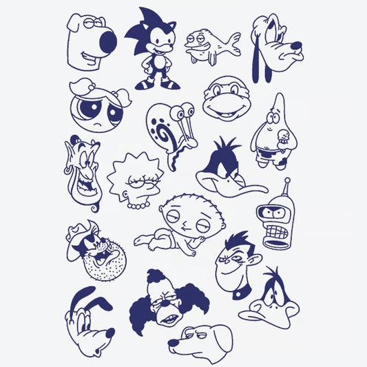 Cartoon Character Mashup Tattoo