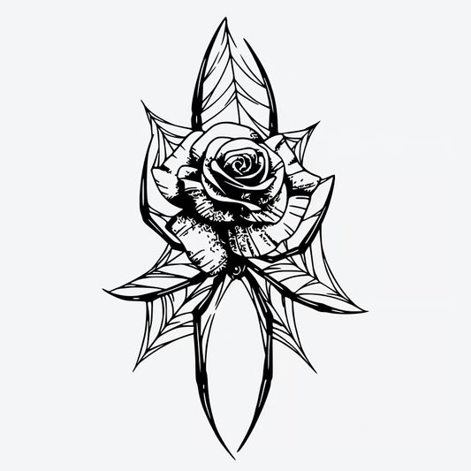 Rose Spider Web Tattoo