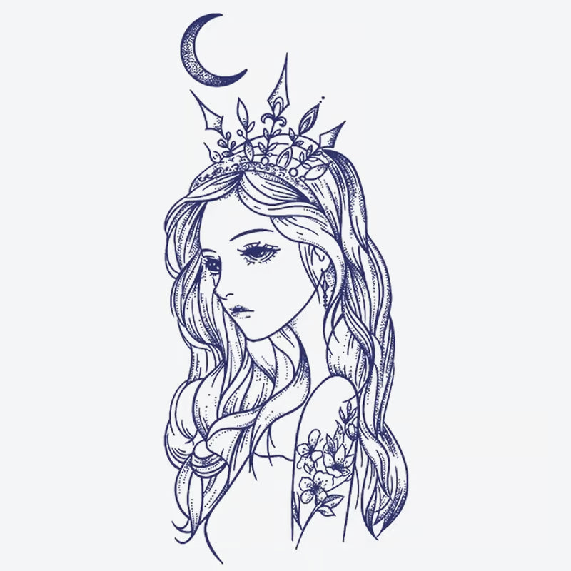 Crowned Woman Moon Tattoo