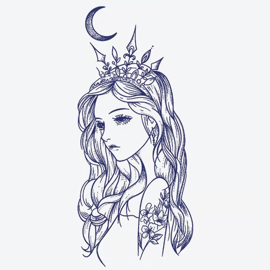 Crowned Woman Moon Tattoo
