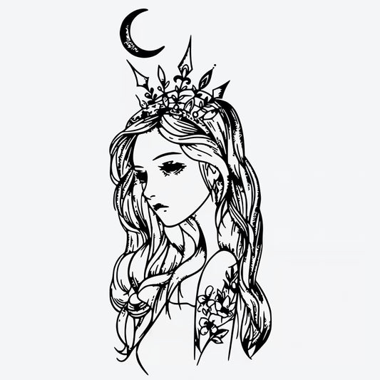 Crowned Woman Moon Tattoo