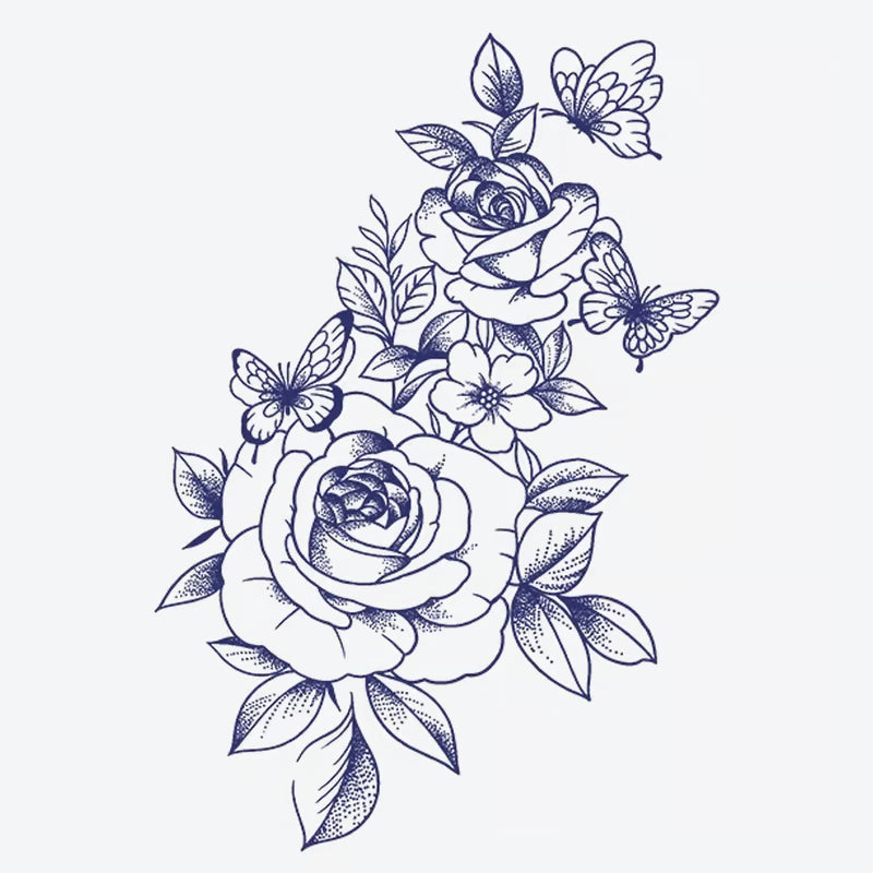 Roses And Butterflies Tattoo