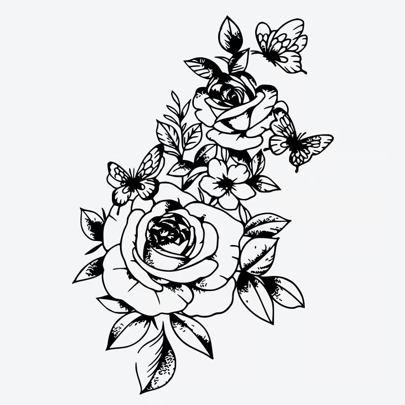Roses And Butterflies Tattoo
