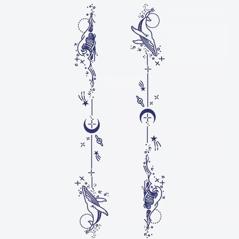 Whale Moon Star Tattoo