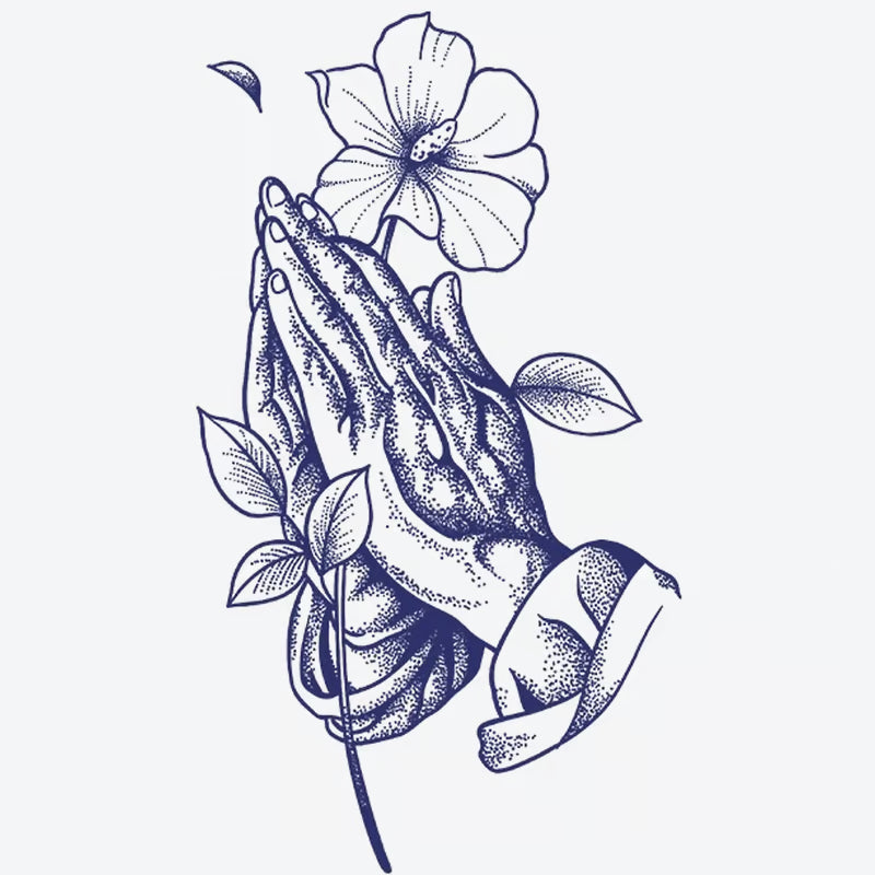 Praying Hands Flower Tattoo