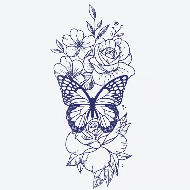 Butterfly Floral Arrangement Tattoo