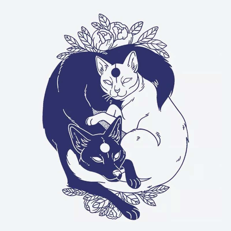 Cats Floral Tattoo