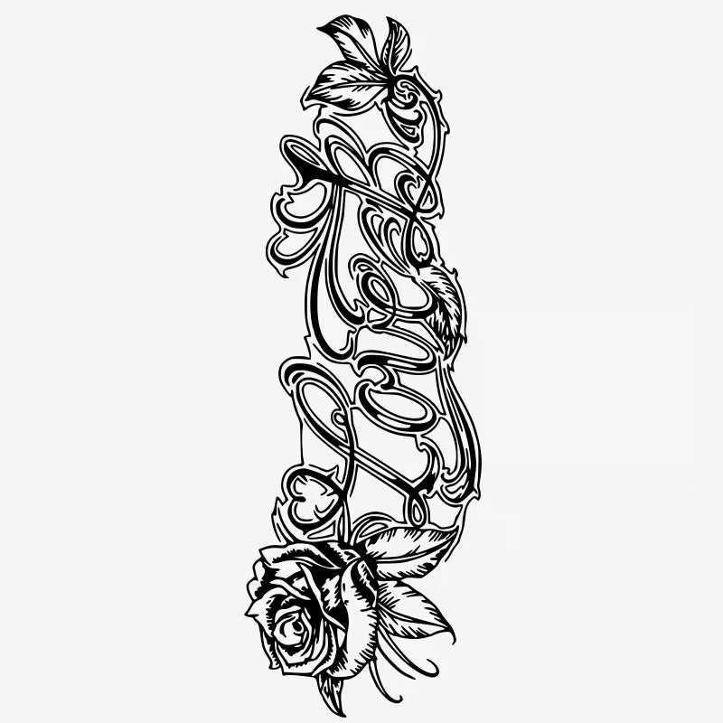 Rose Script Floral Tattoo